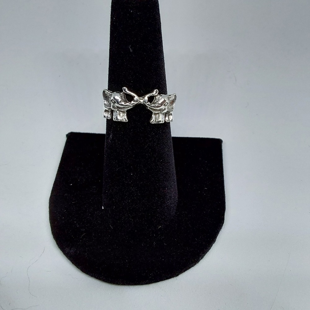 Women's Bohemian Glam Retro Double Elephant Zinc Band  Ring Size 7‎